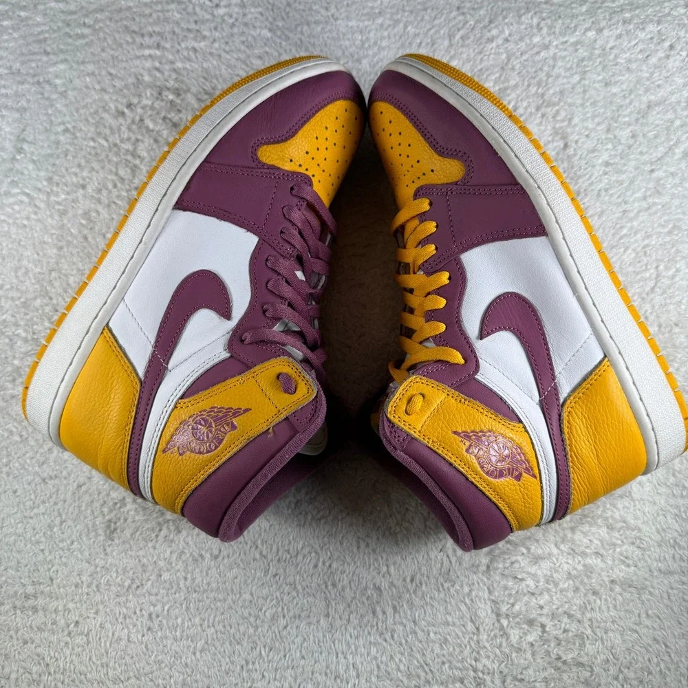 Air Jordan 1 High OG Brotherhood Men's Size 9.5 Yellow Burgundy Shoes Sneakers